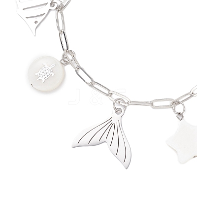 Ocean Theme 304 Stainless Steel Charm Bracelets BJEW-JB12218-03-1