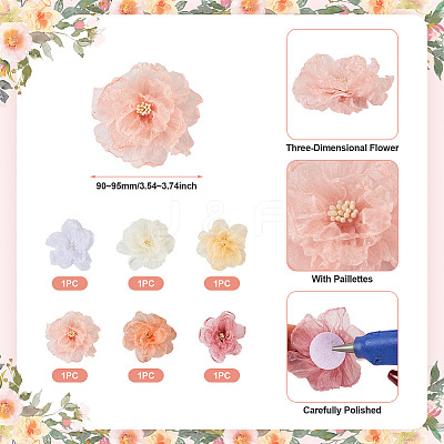6Pcs 6 Colors Organza Ornament Accessories DIY-TA0006-50A-1