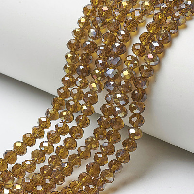 Electroplate Transparent Glass Beads Strands EGLA-A034-T6mm-H07-1
