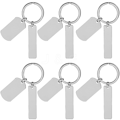 20Pcs 201 Stainless Steel Blank Pendant Keychain KEYC-SC0001-62A-1