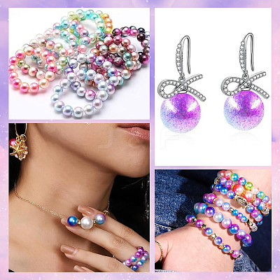880Pcs Rainbow ABS Plastic Imitation Pearl Beads OACR-SP0001-19-1