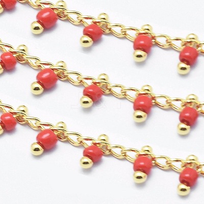 Handmade Glass Beaded Chains CHC-I026-H-04G-1