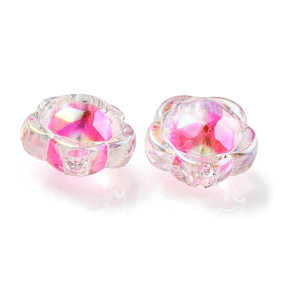 UV Plating Rainbow Iridescent Acrylic Beads OACR-A014-03C-1