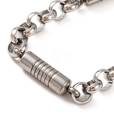 Tarnish Resistant 201 Stainless Steel Column Rolo Chain Bracelets BJEW-B078-75P-1