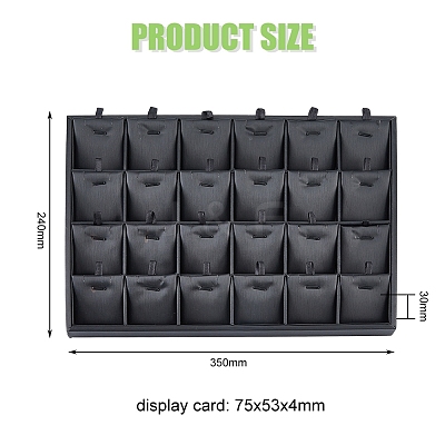 24-Slot Rectangle PU Leather Pendant Display Holder ODIS-WH0043-66-1
