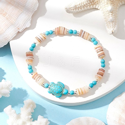 3Pcs Natural Freshwater Shell Beaded Stretch Bracelets BJEW-JB11804-1