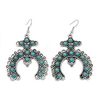 Alloy Synthetic Turquoise Dangle Earrings for Women LS-EJEW-U053-10AS-02-1