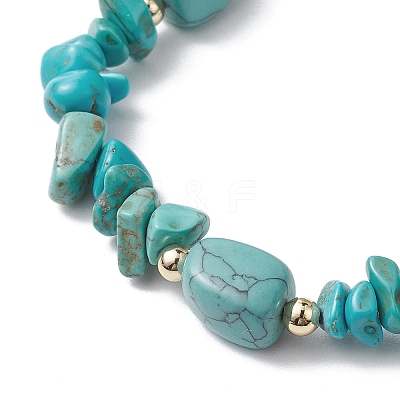 Synthetic Turquoise Chip & Cuboid Beaded Stretch Bracelets for Women BJEW-JB10808-06-1