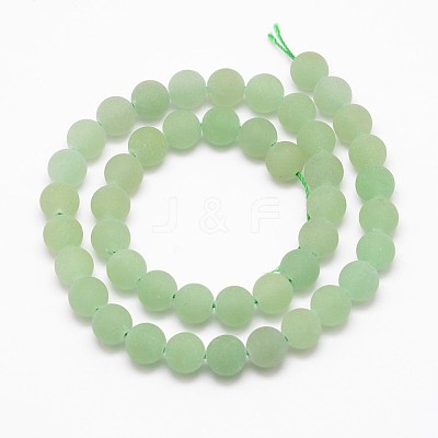 Frosted Round Natural Green Aventurine Beads Strands G-D797-10mm-1