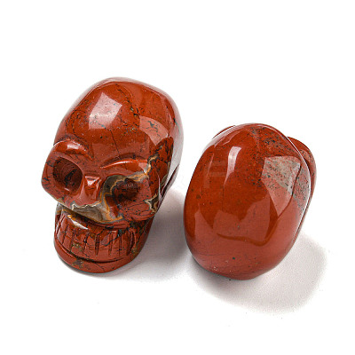 Halloween Natural Red Jasper Skull Figurines DJEW-L021-01C-1