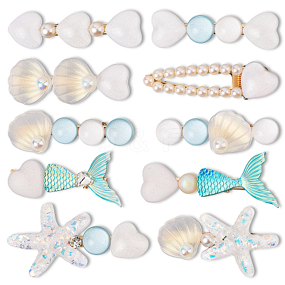 2 Bags 2 Styles Resin & Alloy Alligator Hair Clips AJEW-CY0001-39B-1