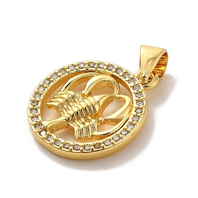 Zodiac Theme Brass Micro Pave Cubic Zirconia Pendants KK-M273-05A-G-1