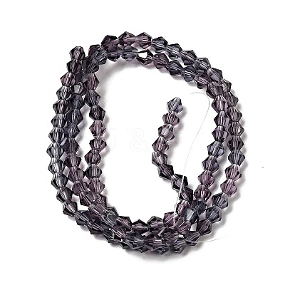 Purple Glass Bicone Beads Strands X-GLAA-S026-03-1