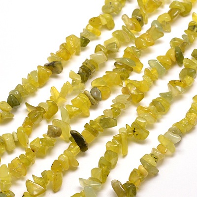 Natural Olive Jade Chip Bead Strands G-M205-30-1