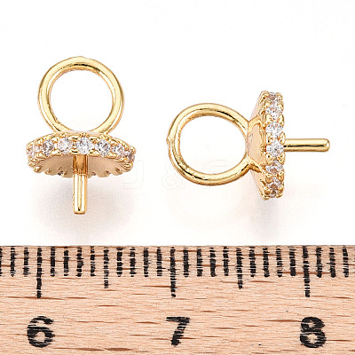 Brass Micro Pave Clear Cubic Zirconia Peg Bails KK-N254-171G-1