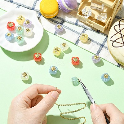 18Pcs 6 Colors UV Plating Acrylic Beads MACR-CJ0002-35-1
