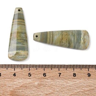 Natural Indian Green Line Jasper Pendants G-Z151-02A-1