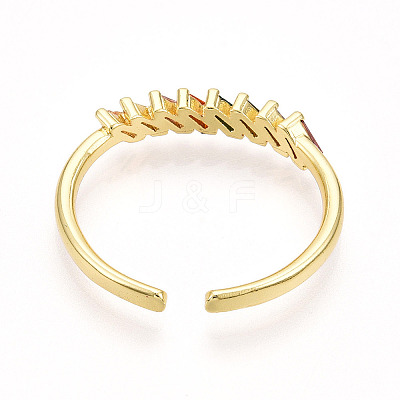 Brass Micro Pave Cubic Zirconia Cuff Rings for Women KK-T070-109-1