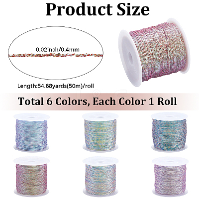6 Rolls 6 Colors Polyester Braided Cord WCOR-CY0001-02A-1