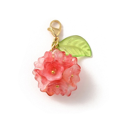 Flower Glass Pendant Decoration HJEW-TA00286-02-1