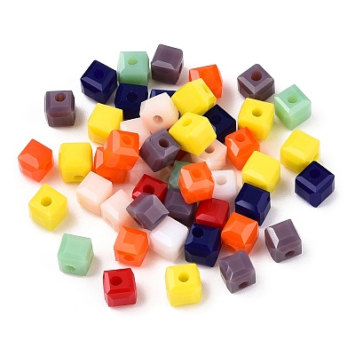 Opaque Color Faceted Glass Beads GLAA-E047-02A-1