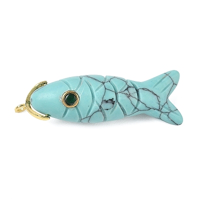 Synthetic Turquoise Carved Pendants G-P599-07G-08-1