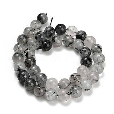 Natural Black Tourmalinated Quartz Beads Strands GG-CBA20C8-A01-8MM-1