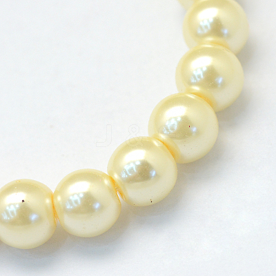 Baking Paint Pearlized Glass Pearl Round Bead Strands HY-Q330-8mm-21-1