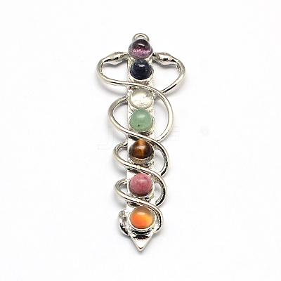 Snake Chakra Alloy Gemstone Big Pendants PALLOY-R082-11P-1
