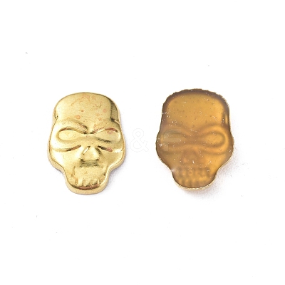Brass Hotfix Skull Studs KK-WH0033-85G-1