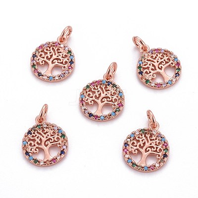 Brass Micro Pave Cubic Zirconia Charms ZIRC-L070-45RG-1