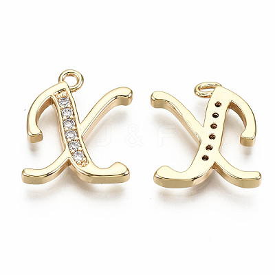 Brass Micro Pave Clear Cubic Zirconia Pendants KK-S360-053X-NF-1