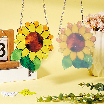 2 Sets Sunflower Suncatchers AJEW-CN0002-22-1