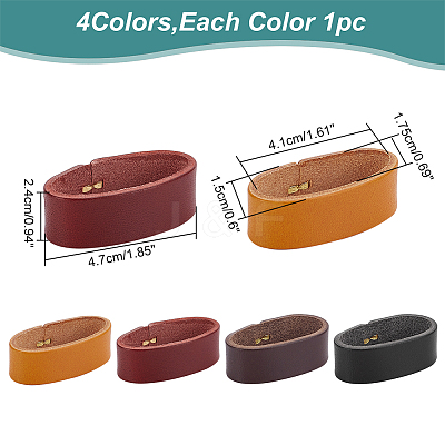 4Pcs 4 Colors Cowhide Leather Loop Keepers FIND-WR0010-63-1