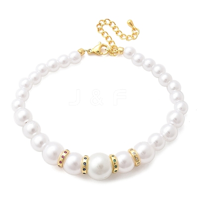 Round ABS Imitation Pearl Beads Bracelets for Women BJEW-B124-01G-1