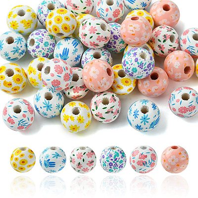 35Pcs 7 Colors Wood European Beads WOOD-FS0001-17-1