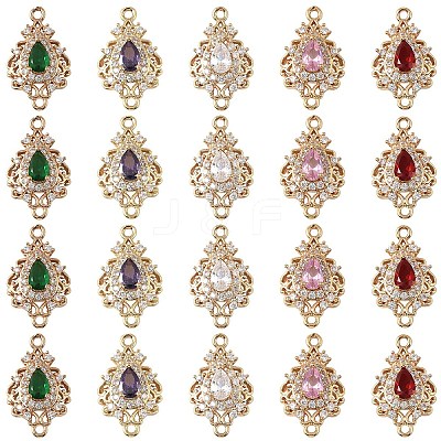 3Pcs Brass Micro Pave Cubic Zirconia Links Connectors KK-YW0003-49LG-05-1
