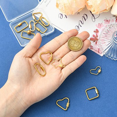 12Pcs 12 Styles 304 Stainless Steel Keychain Clasps Ion Plating(IP) STAS-CJ0003-29-1