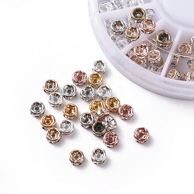 Brass Rhinestone Spacer Beads RB-X0013-10-NF-1