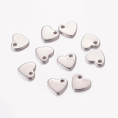 Tarnish Resistant Original Color Blacnk Stamping Tag Heart Charms 304 Stainless Steel Pendants X-STAS-Q112-1