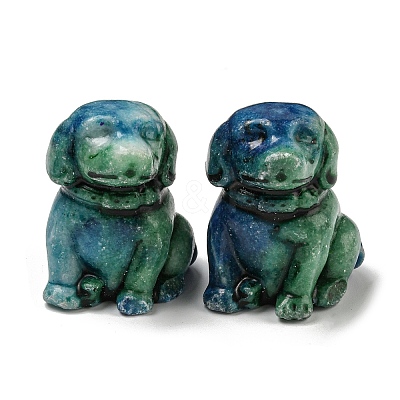 Dyed Natural Imperial Jasper Dog Figurine Statue for Living Room Table Home Decoration DJEW-N003-05C-1