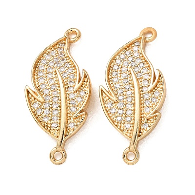 Brass Micro Pave Clear Cubic Zirconia Connector Charms CU-CBA4579-13G-1