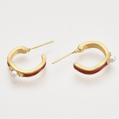 Brass Micro Pave Cubic Zirconia Stud Earrings EJEW-T007-11G-02-NF-1