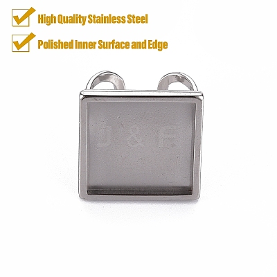 Tarnish Resistant 201 Stainless Steel Cuff Pad Ring Settings STAS-S080-041E-P-1