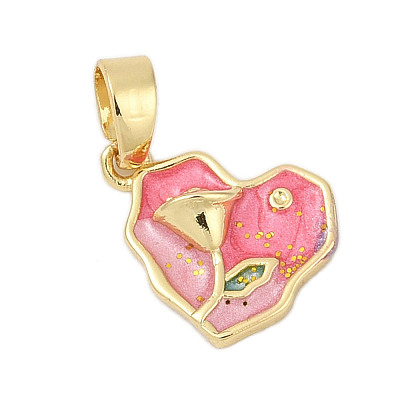 Brass Enamel Pendants KK-U068-01G-01-1