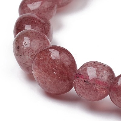 Natural Strawberry Quartz Stretch Beaded Bracelets BJEW-K213-C12-1