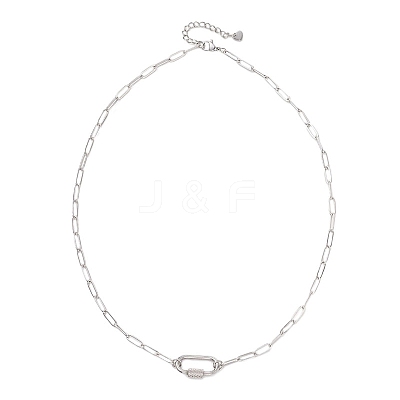 304 Stainless Steel Screw Carabiner Lock Pendant Paperclip Chain Necklaces NJEW-JN05860-02-1