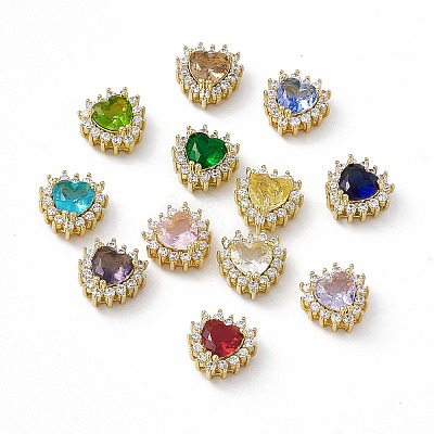 Rack Plating Brass Micro Pave Cubic Zirconia Beads KK-C007-12G-1