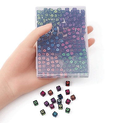 210Pcs 6 Colors Opaque White Acrylic European Beads MACR-YW0002-75B-1