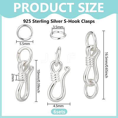 925 Sterling Silver S-Hook Clasps FIND-BC0014-25B-1